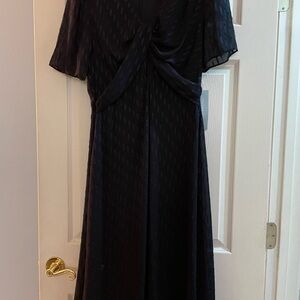 London Times Navy Maxi Dress with Flutter Sleeve